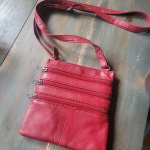 Red Genuine Leather Small Crossbody Bag